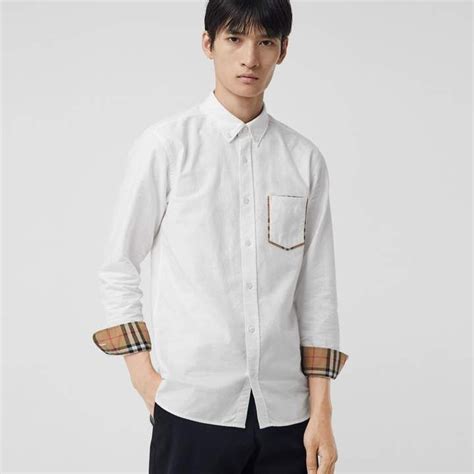 burberry check detail cotton oxford shirt|Burberry Check button up shirt.